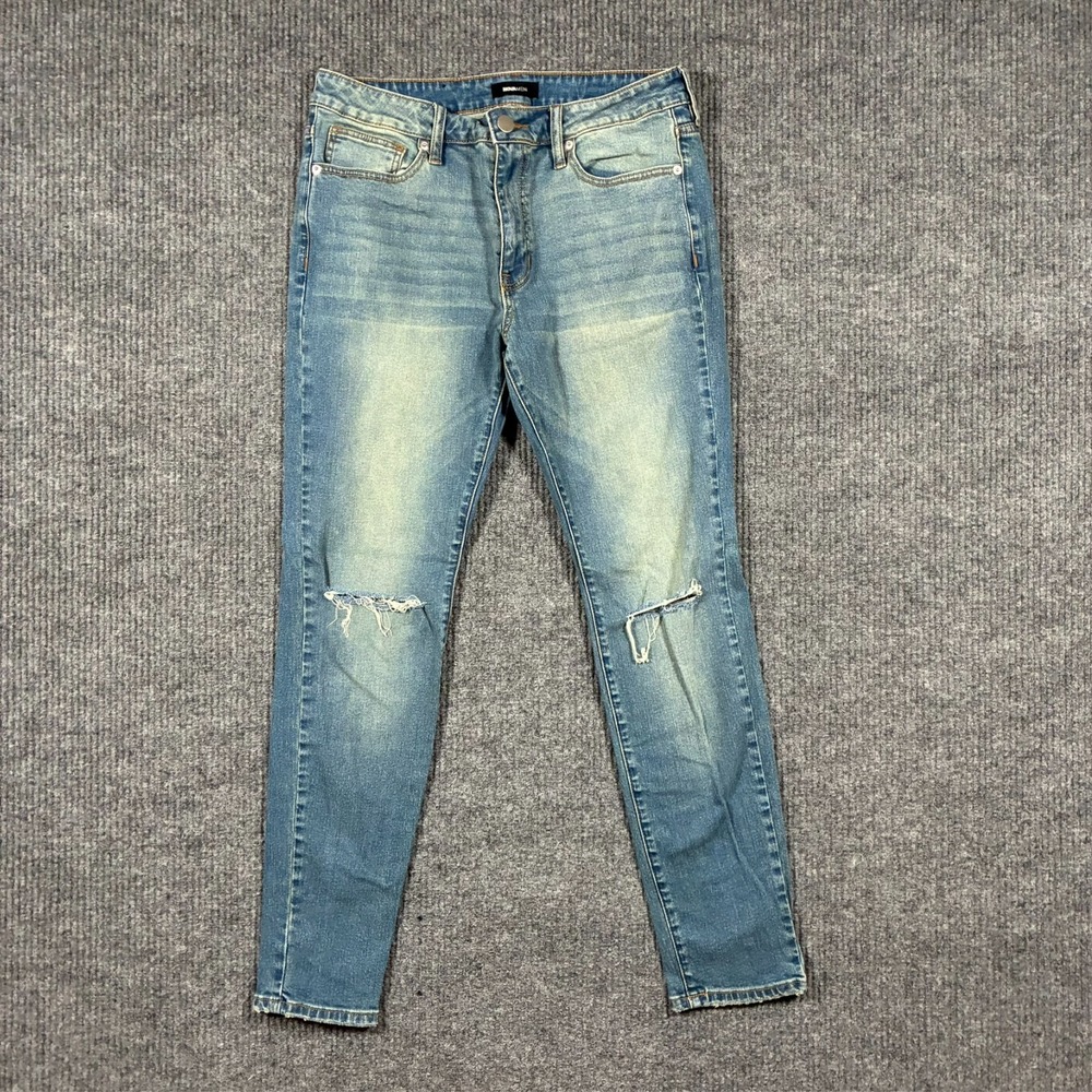 Novamen Skinny Jeans Mens Size 34 Blue Denim Distressed Stretch Low Rise